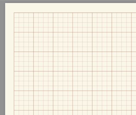 A graph paper with light yellow background and reddish-brown lines. Major lines appear every half-inch, and the spacing of minor lines is 1/8 inch.
